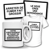 cadeau personnalis� Avertissement de Paquet de Cigarettes Humoristique