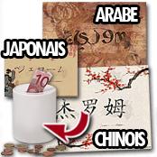 cadeau personnalis� Calligraphie Pr�nom Arabe / Chinois / Japonais