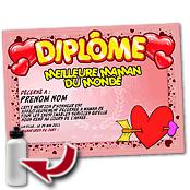 cadeau personnalis� Diplome F�te des M�res