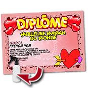cadeau personnalis� Diplome F�te des M�res