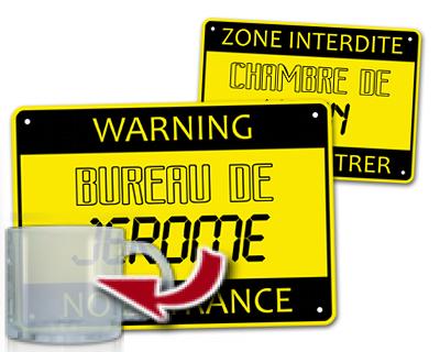 cadeau personnalis� Plaque de Porte Warning !