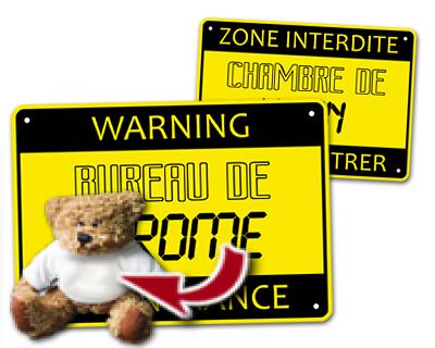 cadeau personnalis� Plaque de Porte Warning !