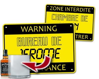 cadeau personnalis� Plaque de Porte Warning !