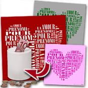 cadeau personnalis� Tableau Coeur en textes