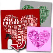 cadeau personnalis� Tableau Coeur en textes