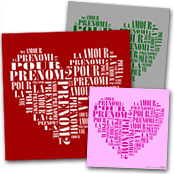 cadeau personnalis� Tableau Coeur en textes